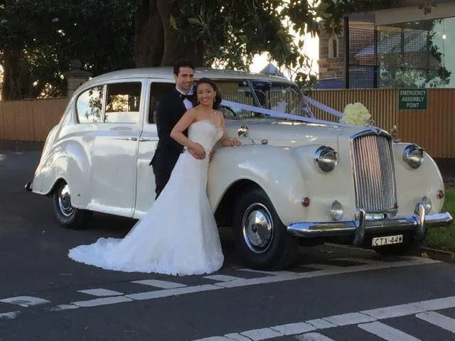 White Austin Princess Anne wedding car